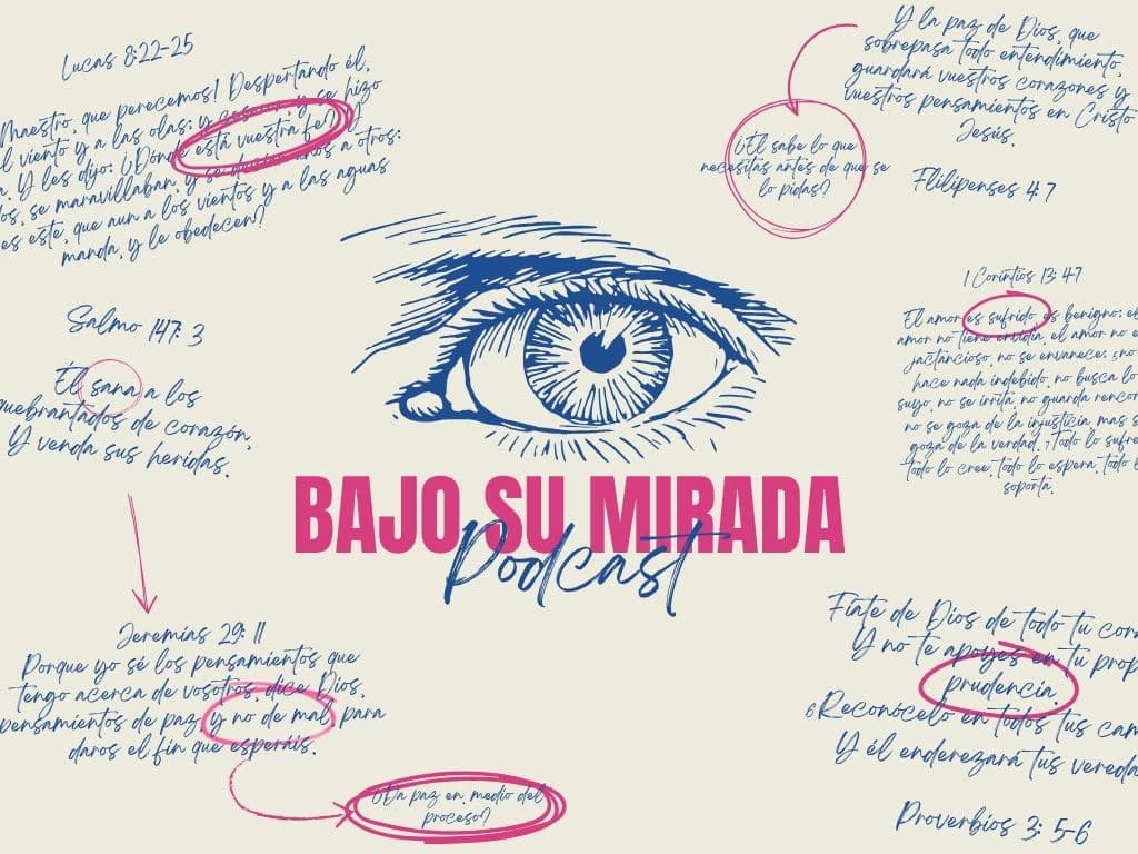 Versículos con anotaciones manuscritas alrededor del ojo de Bajo su mirada